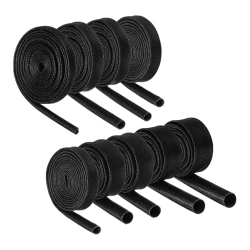Image of sourcing map Insulation Braided Cable Sleeve,3.3Ft-2/3/4/5/6/7/8/10/12MM ID Black,High Temp Silicone Coated Fiberglass Sleeving for Cable Wrap, Automotive Hose Wiring Protection