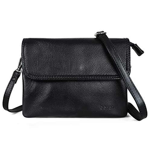 Image of befen Crossbody Phone Bag Purse Genuine Leather Cross Body Cellphone Shoulder Bags, Small Black Phone Bag for Women Wallet Purses with Long Strap