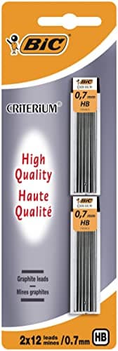 Image of Bic Criterium Mechanical Pencil Leads 0.7 mm (Blister Pack of 2), gray