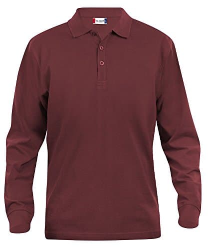 Image of Mens pure cotton long sleeve polo shirt, classic cut, medium weight, 11 verdant colours, XS-5XL (XL, Burgundy)