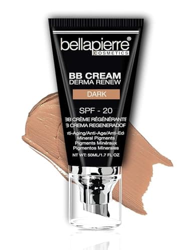 Image of bellapierre BB Cream with SPF 20 - Tinted Sunscreen, Concealer, Matte Foundation, & Moisturizing Face Cream | Lightweight Formula + Pump Top Applicator | Non-Toxic & Paraben Free - 48 ML - Dark