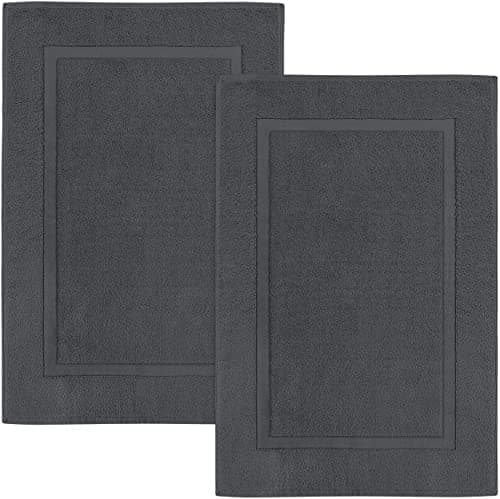 Image of Utopia Towels Cotton Banded Bath Mats, Grey, [Not a Bathroom Rug], 21 x 34 Inches, 100% Ring Spun Cotton - Highly Absorbent and Machine Washable Shower Bathroom Floor Mat (Pack of 2)