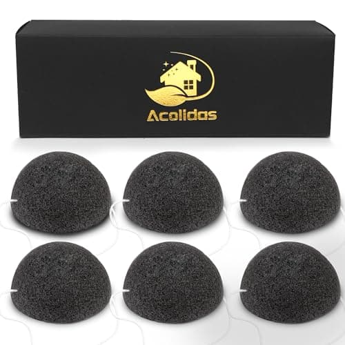 Image of Konjac Organic Cleansing Exfoliating Facial Sponges Set Natural Activated Charcoal Konjac Face Scrubbers Sponge for Exfoliator Skincare Makeup Remover Body Washing for Oily Dry Sensitive Skin