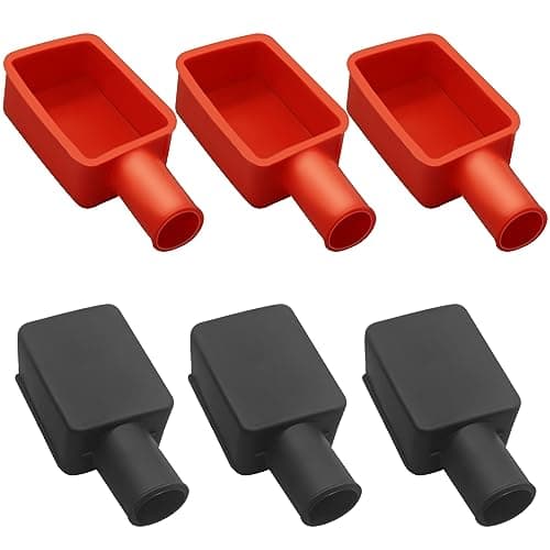 Image of 6Pcs Battery Terminal Cover, Battery Terminal Protector, Insulating Battery Cover, Soft Rubber Positive and Negative Poles Stud Covers Connector Top Post Cap for Car Ship Motorcycle Truck (Red/Black)