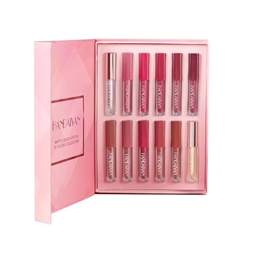 Image of 12 Colors Nude Liquid Lipstick Makeup Set Velvet Matte Long-Lasting Waterproof Non-Stick Cup Not Fade Pink Lip Gloss Red Lipstick Makeup Set Gift Kit For Women (Set D)