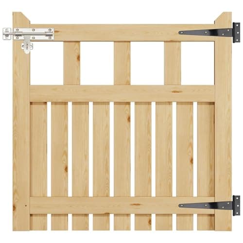 Image of INMOZATA Garden Gate Wooden Pedestrian Gate with Gate Lock and Hinge, 3ft Wide x 3ft High (90cm Wide*90cm High)