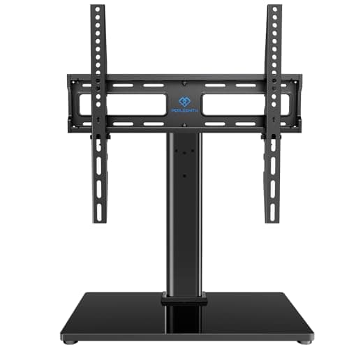 Image of PERLESMITH Swivel Universal TV Stand/Base - Table Top TV Stand for 32-60 inch LCD LED TVs - Height Adjustable TV Mount Stand with Tempered Glass Base, VESA 400x400mm,Holds up to 88lbs PSTVS09
