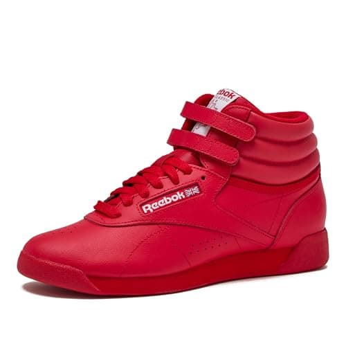 Image of Reebok Women's Freestyle Hi High Top Sneakers, Black Or White Basketball and Tennis Shoes, Vector Red/Vector Red/Footwear White, 4 UK