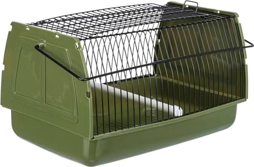 Image of TRIXIE transport box for birds and small animals, 22 × 14 × 15 cm, 5901, green, plastic/metal, carrying handle, removable perch