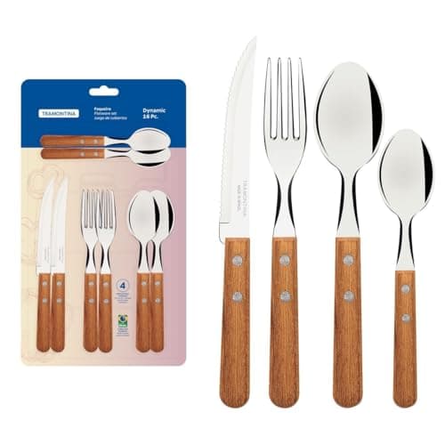Image of Tramontina Natural Wooden Handle 16 Pcs. Cutlery Set