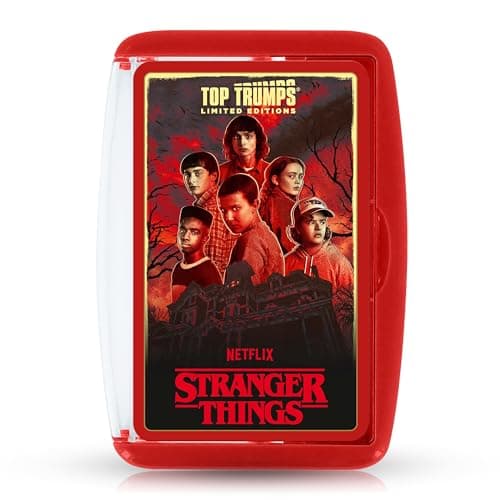Image of Top Trumps Stranger Things Limited Edition Case Entertaining card game for 2 plus players makes a great gift for ages 15 plus from the brave teens like Eleven and Mike to the mysterious Dr. Brenner