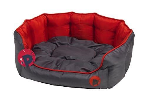 Image of Petface Luxury Oval Oxford Dog Bed with Removeable Cushion, Machine Washable, Red, Extra Large (Pack of 1)