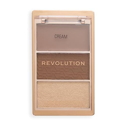 Image of Revolution The Bronze Icon, Highly Pigmented Bronzer Makeup Palette, Infused with Hyaluronic Acid for Glowing, Hydrated Skin, Golden Medium, 10g