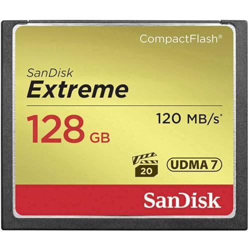 Image of SanDisk Extreme 128 GB UDMA7 CompactFlash Card - Black/Gold