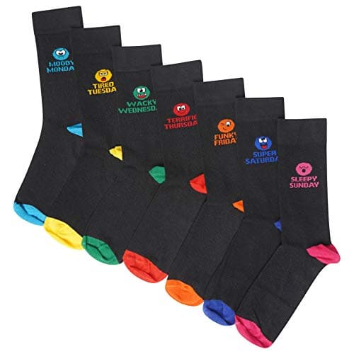 Image of Boys 7 Pack Novelty Days of the Week Socks Mood Fun Socks (UK 9-12 (EU 27-30) BOYS)