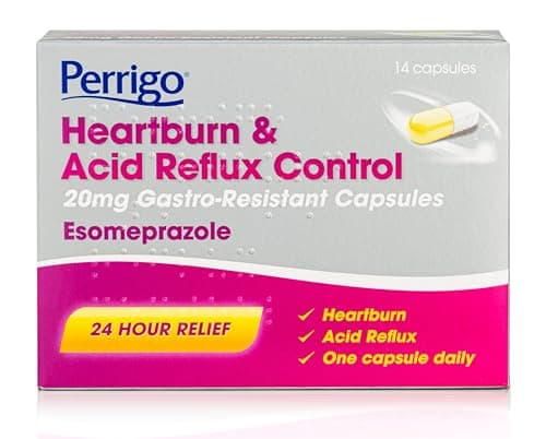 Image of Esomeprazole 20mg Heartburn & Acid Reflux Control 14 Capsules - 24 Hour Relief with Pill Box