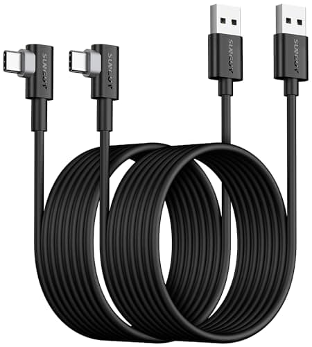Image of SUNGUY USB C Cable 90 Degree 3M, 2-Pack Right Angle 3A Fast Charging & Data Sync USB A to USB C Cord Compatible for Samsung Galaxy S21 S20 S10 S9 S8 Plus, Note 20 10 9 8, LG V50 V40 G8 G7