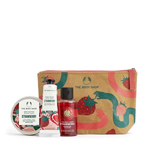 Image of The Body Shop Lather & Juicy Strawberry Gift Bag Gift Set Vegan body butter shower gel hand cream