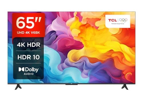 Image of TCL 65V6BK 65-inch 4K Ultra HD, HDR TV, Smart TV Powered by Android TV (Dolby Audio, Voice Control, Compatible with Google Assistant, 2024 New Model)