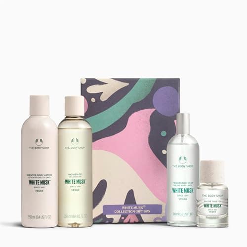 Image of The Body Shop White Musk Collection Gift Set (Shower Gel 250ml + Body Lotion 250ml + Body Mist 100ml + Eau de Toilette 30ml), Festive Fragrance Collection with Fresh & Floral Musk, Vegan