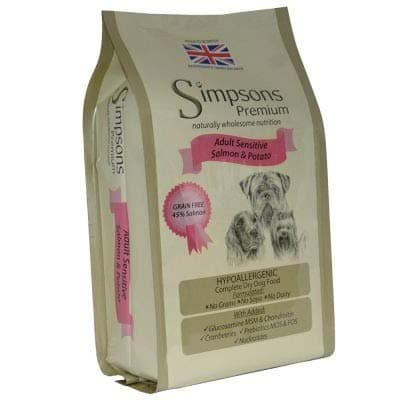 Image of Simpsons Premium Sensitive Adult Dog Salmon & Potato 12kg Natural & Holistic Dog Food for Dogs with Skin Problems & Allergy Contains High Meat Content Easy to Digest, Grain-free