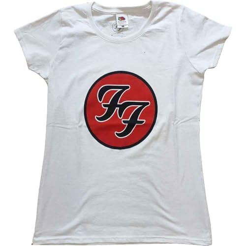 Image of Foo Fighters T Shirt FF Band Logo Official Womens Skinny Fit White XS
