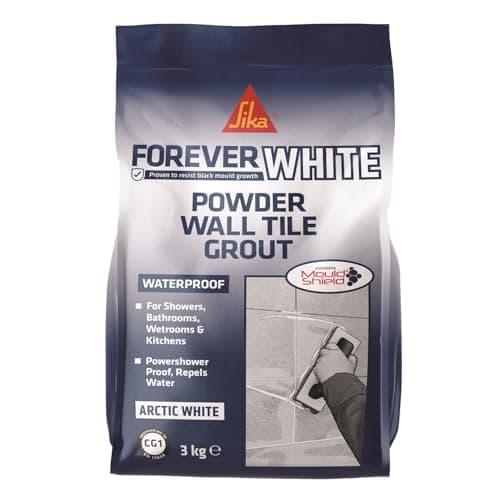 Image of Sika Forever White Powder Wall Tile Grout – Water Resistant – Contains Mould Shield – Suitable for Interior Use Only – Arctic White – 3kg