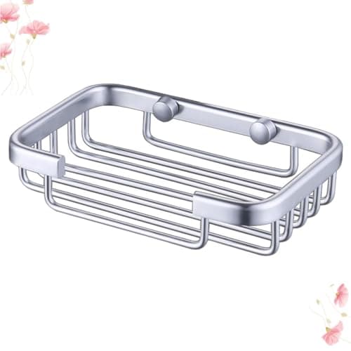 Image of DOITOOL Aluminium Dish Soap Holder Strong with and Construction Water Draining Feature, Silver Metal Storage Basket for Bathroom and Kitchen Use
