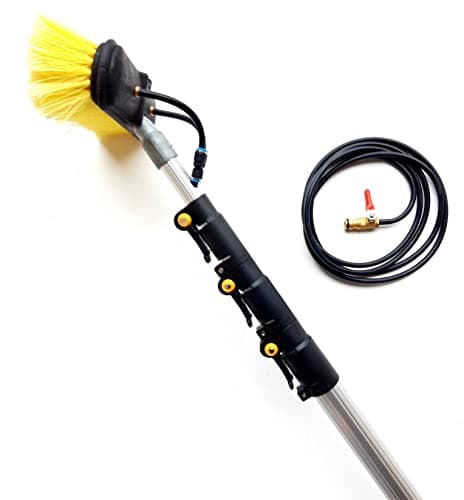 Image of HI-TECH 16ft-20ft-24ft Window Cleaning Pole Water Fed Telescopic Extended Extension Conservatory Hose Fed Brush Kit.