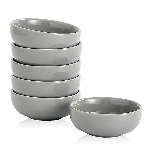 Image of Swuut Ceramic Small Bowls,70ml Mini Bowls Set,Dipping Soy Sauce Dish,7.5cm Dip Pinch Bowl Set of 6 (Grey)