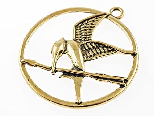 Image of '"Hunger Games Mockingjay Charm Pendant Antique Gold Vintage Parts, DIY Jewelry