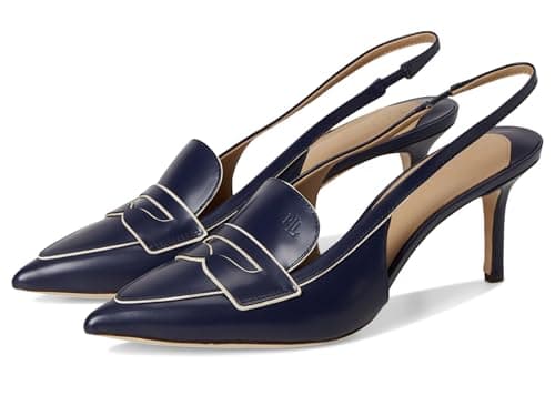 Image of Lauren Ralph Lauren Womens Khloe Loafer Pump, Navy Multi, 11