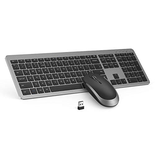 Image of seenda Wireless Keyboard and Mouse Set, SK38 Ultra Slim Quiet USB Wireless Keyboard and Mouse Full Size QWERTY UK Layout with Numeric Keypad for Windows PC, Laptop, Computer, Black and Grey
