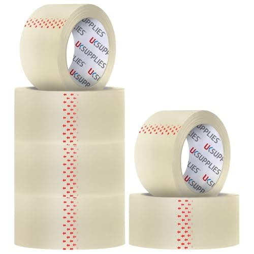 Image of UK SUPPLIES LIMITED 6 Rolls LOW NOISE Premium Clear Packaging Tape (All Pack Sizes) 48MM X 66M Extra Strong Secure Sticky Adhesive Durable Parcel Sealing Tape for Packing Boxes & Moving Houses