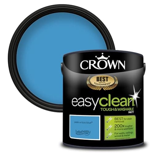 Image of Crown Easyclean Peek-A-Boo Blue Matt Emulsion Multi Surface Scrubbable Paint 2.5l