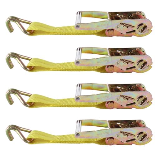 Image of JMIATRY Heavy Duty Ratchet Straps with Hooks Set of 4, 5m x 50mm Ratchet Tie Down Straps with 4000kg Break Strength, Adjustable Ratchet Strap for Vans, Motorcycle, Trucks and Trailer