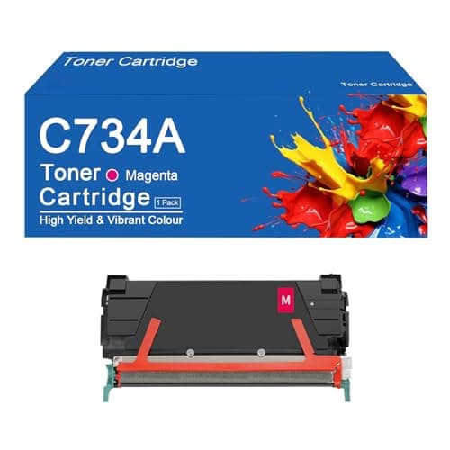 Image of C734A Toner Cartridges Replacement C734A1KG C734A1CG C734A1MG C734A1YG work for Lexmark C736 C736dn C736dtn C736n X736 X736de X738 Printer,C734A-Magenta