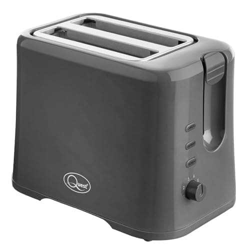 Image of Quest 34889 2 Slice Toaster/Variable Browning Control/Reheat and Defrost/Crumb Tray and Cord Storage, Grey, 870W