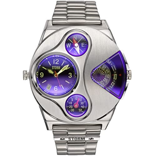 Image of STORM V2 Navigator (Lazer Blue) Men's Dual time Gadget Watch with Thermometer, Compass and Date Feature in Brushed Stainless Steel