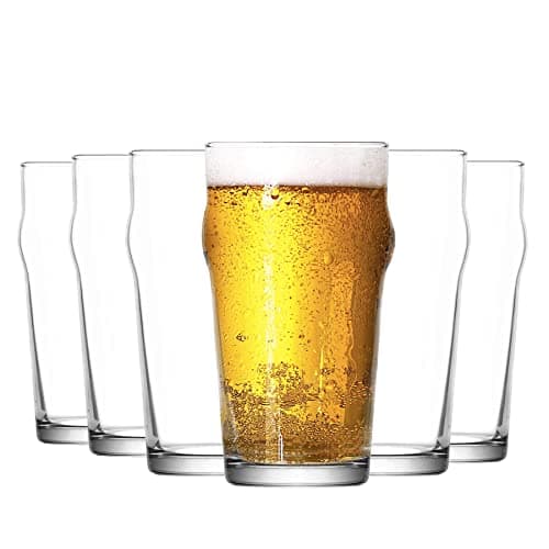Image of LAV 6x Clear 570ml Noniq Craft Beer Glasses - Large Lager Ale Cider Pilsner Drinking Pint Glass Pub Cup Set