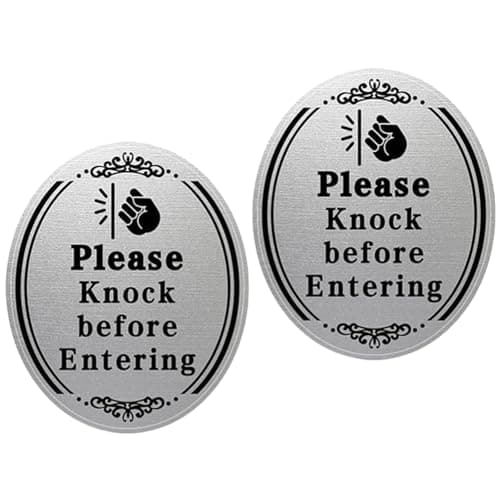 Image of Please Knock Before Entering Stickers Please Knock First Self-adhesive Signs for Door Wall Knob Labels