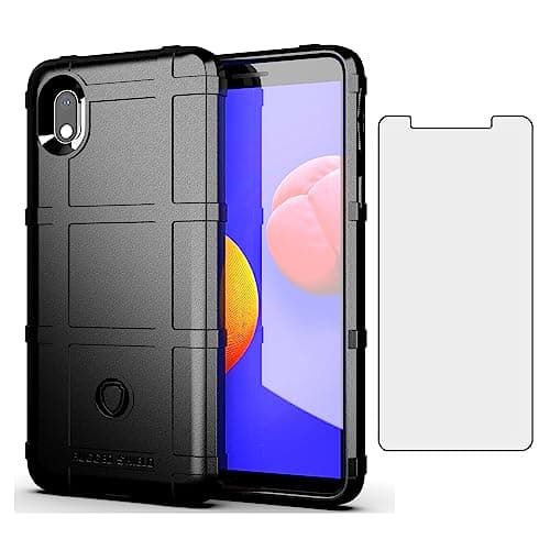 Image of Asuwish Phone Case for Samsung Galaxy A01 Core/M01 Core/A3 Core with Screen Protector Cover and Hard Mobile Film Rugged TPU Protection Full Body Cell A3Core A01Core Ao1 A 01 01A A013M 2020 Women Black