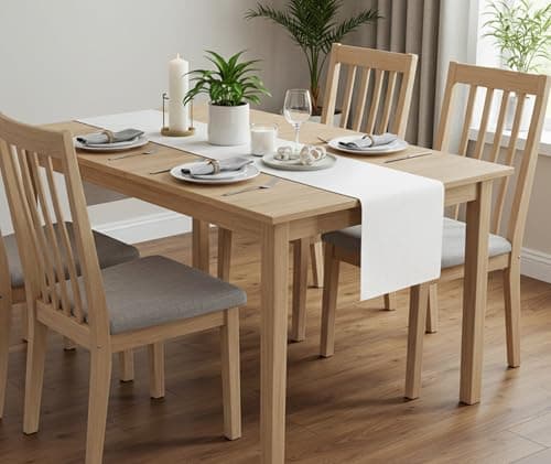 Image of Magna Collection Table Runner - White Table Runners for Dining Table 33cm x 183cm - 100% Cotton, Durable, and Wrinkle-Resistant Stitching, Ideal for Christmas Party Decoration
