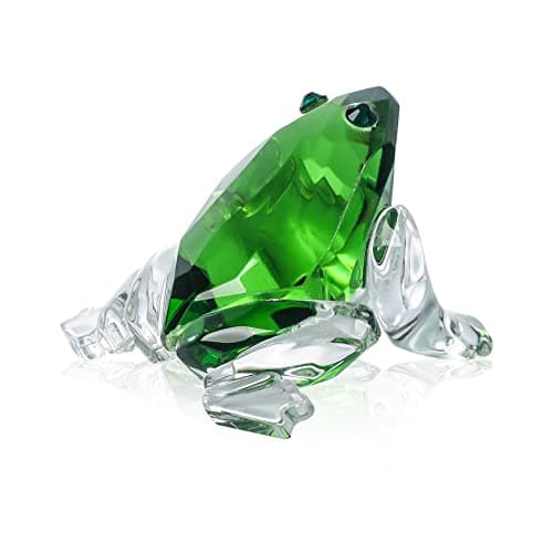 Image of Movdyka Glass Green Frog Figurine Collectibles Crystal Cute Frog Annimal Gifts for Women Table Centerpiece Decorative Ornament