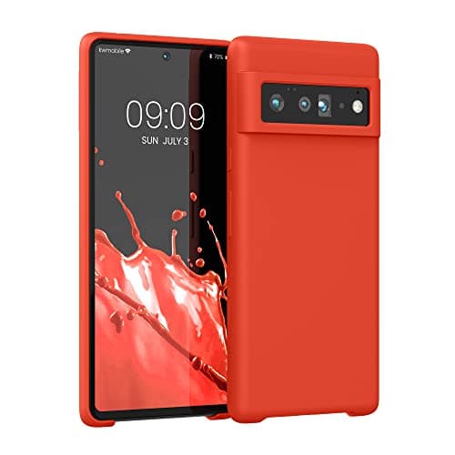 Image of kwmobile Case for Google Pixel 6 Pro Case - Soft Cover - Shockproof Silicone - Wireless Charging Tangerine Orange