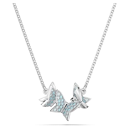 Image of Swarovski Lilia necklace, Butterfly, Blue, Rhodium plated