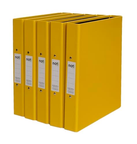 Image of Noti A4 Glossy Laminated 2-Ring Binder Binder, 40mm Spine, 25mm O-Ring Mechanism, Pack of 10, Yellow