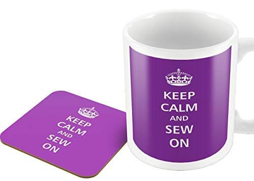 Image of The Victorian Printing Co - Keep Calm - and Sew On - Mug and Coaster Set