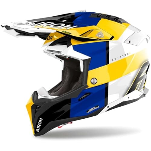 Image of AIROH AVIATOR 3 MONARCH BLUE/YELLOW GLOSS S