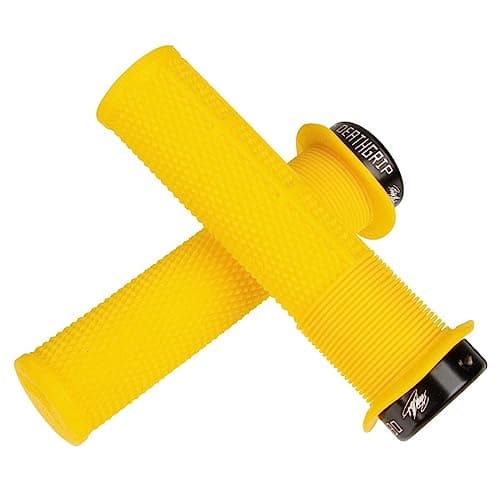 Image of Dmr Deathgrip MTB Mountain Bike Cycle handle bar grips - Thick Flanged Gul Yellow